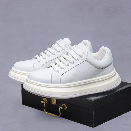 Men's Daily Fashion Trend  Leather Casual Flat Skateboard Shoes