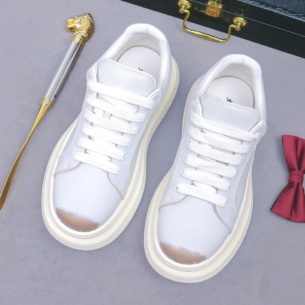 Men's Daily Fashion Trend  Leather Casual Flat Skateboard Shoes